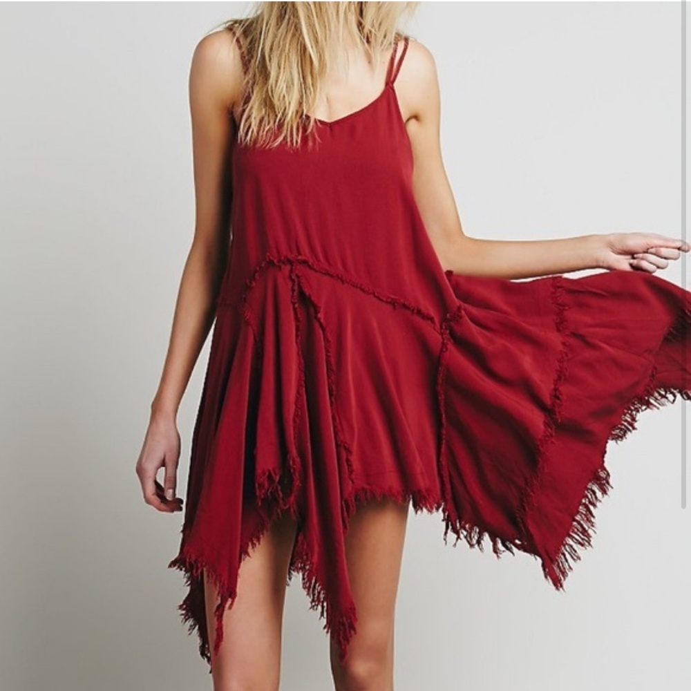 Free people tethered up slip dress extra small maroon